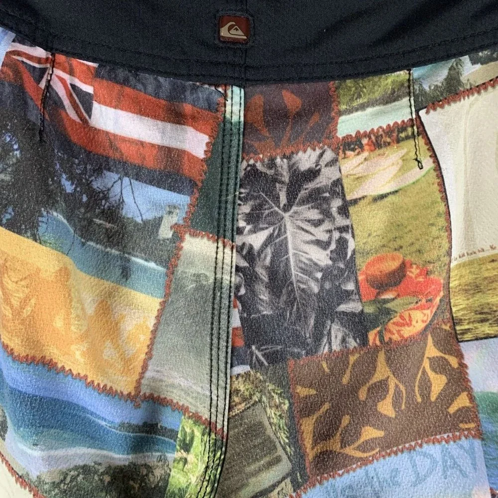 Quiksilver Swim Trunk Shorts Boys 26 Multicolor Printed Eddie Aikau Lace-Up 6490